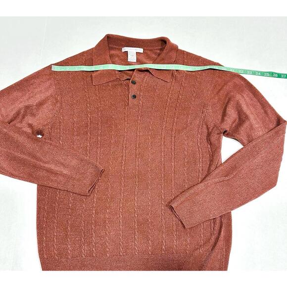Geoffrey Beene Mens Sweater Polo Red Pullover Long Sleeve Collared Size L/G - Picture 9 of 15